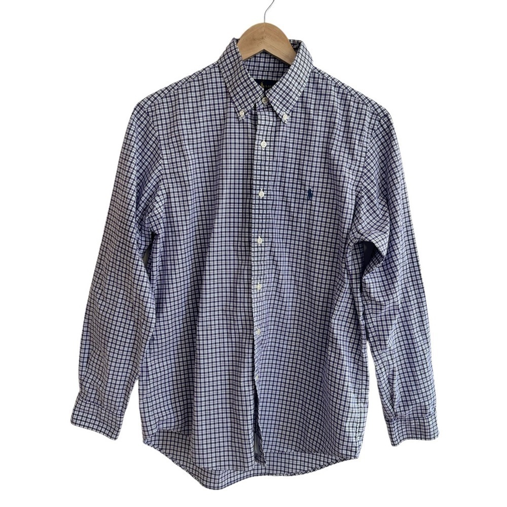 Polo Ralph Lauren Long Sleeved Purple Plaid Button Up Shirt Mens Size M Collared